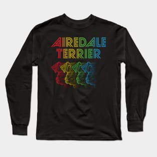 Cool Retro Groovy Airedale Terrier Dog Long Sleeve T-Shirt